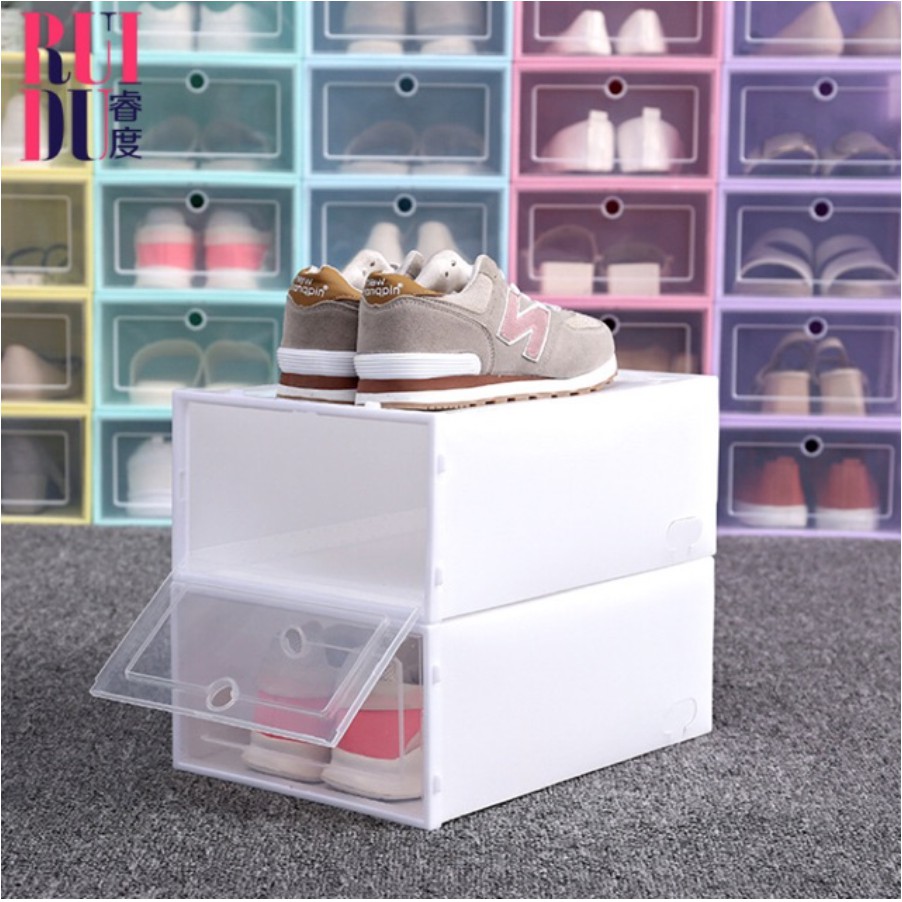 ภาพหน้าปกสินค้าสีเยอะที่สุด 8 สี    กล่องใส่รองเท้าพลาสติก  กล่องใส่รองเท้ารุ่นใหม่ กล่องรองเท้า ชั้นวางรองเท้า
