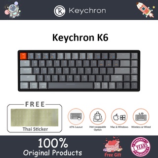 ภาพหน้าปกสินค้า[in stock] Keychron K6 คีย์บอร์ดบลูทูธ  68 คีย์ เข้ากันได้สองระบบ  สำหรับ Mac / windows ที่เกี่ยวข้อง