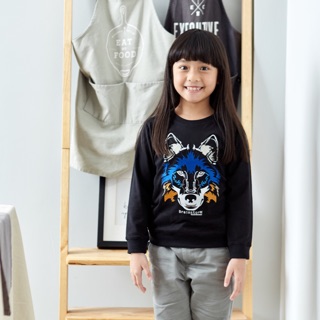 Kid Sweater เสื้อแขนยาวเด็ก งานปัก ลายหมาป่า ผ้านิ่ม COTTON 100%