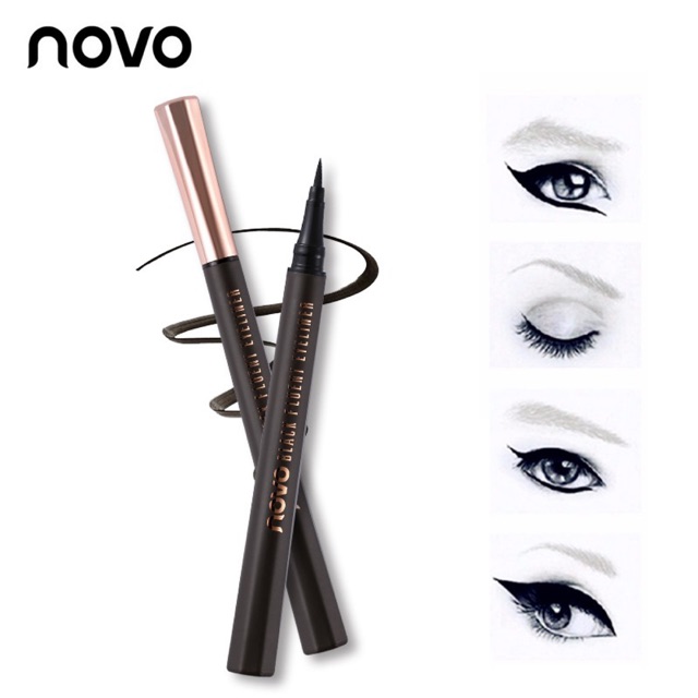 ภาพหน้าปกสินค้า5188(ตัวใหม่ /ของแท้) โนโว novo black fluent eyeliner อายไลน์เนอร์ ชนิดปลายพู่กัน (สีดำ)