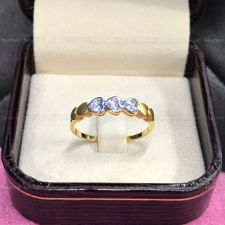 แหวนทองหุ้ม ประดับเพชร cz สวยวิ้งวับ งานเศษทองแท้ (ไซส์ 56)