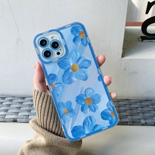 Soft Lens Protector Phone Case for Infinix Hot 11S NFC Smart 4 5 6 10S 10i 10 9 Play Tecno Spark 6 Go 2020 Motif Lucky Blue Flower