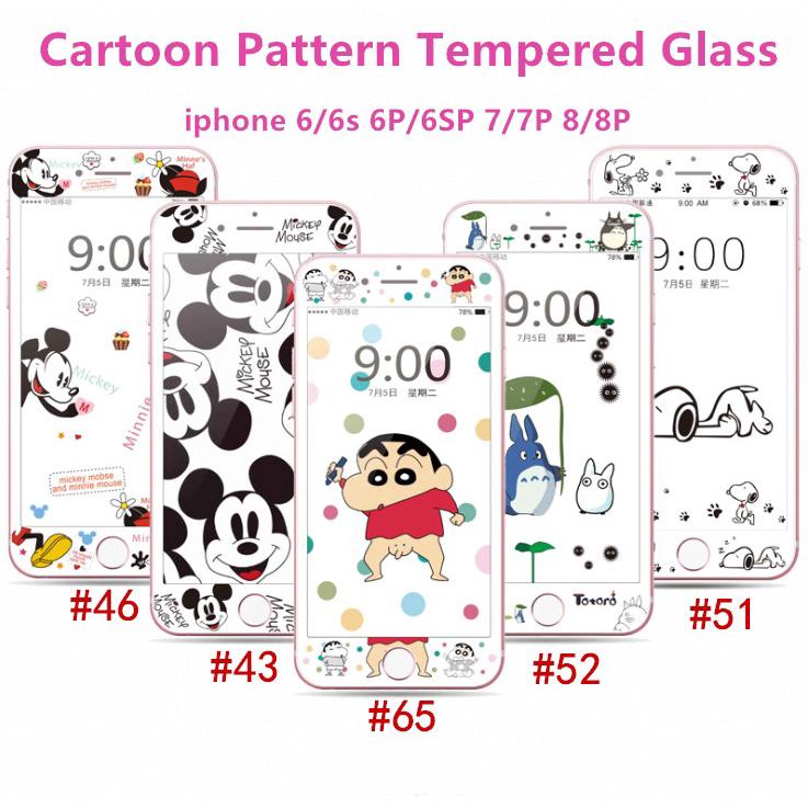 ฟิล์มกระจกแบบเต็มจอกันรอยหน้าจอลายการ์ตูนสําหรับ Iphone 6 6s 6 Plus 7 8 7 Plus 8plus SE 2020 Mickey Cartoon Pattern Soft Edge Tempered Glass Film