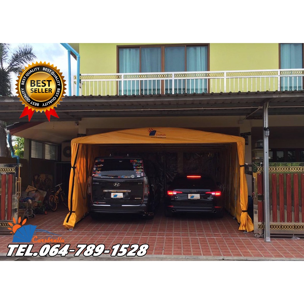 เต็นท์จอดรถสำเร็จรูป-โรงจอดรถ-carsbrella-รุ่น-twin-b-สำหรับจอดรถยนต์-ป้องกันแสงแดด-ฝุ่น-ฝน