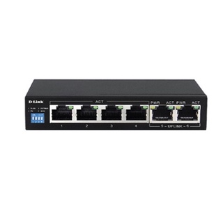 SWITCH (สวิตซ์) D-LINK 6 PORTS DES-F1006P-E - 250M 10/100 SWITCH WITH 4 POE PORTS AND 2 UPLINK PORTS