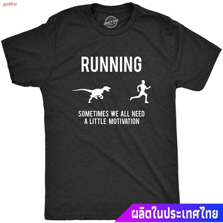 เสื้อยืดกีฬา Mens Running Motivation Raptor Chase T Shirt Funny Dinosaur Tee Nerdy Graphic Short sleeve T-shirts