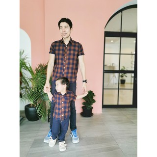 Tartan collection เสื้อครอบครัวผ้าลายสก๊อตสไตล์เกาหลี เสื้อเชิ้ตชาย size M