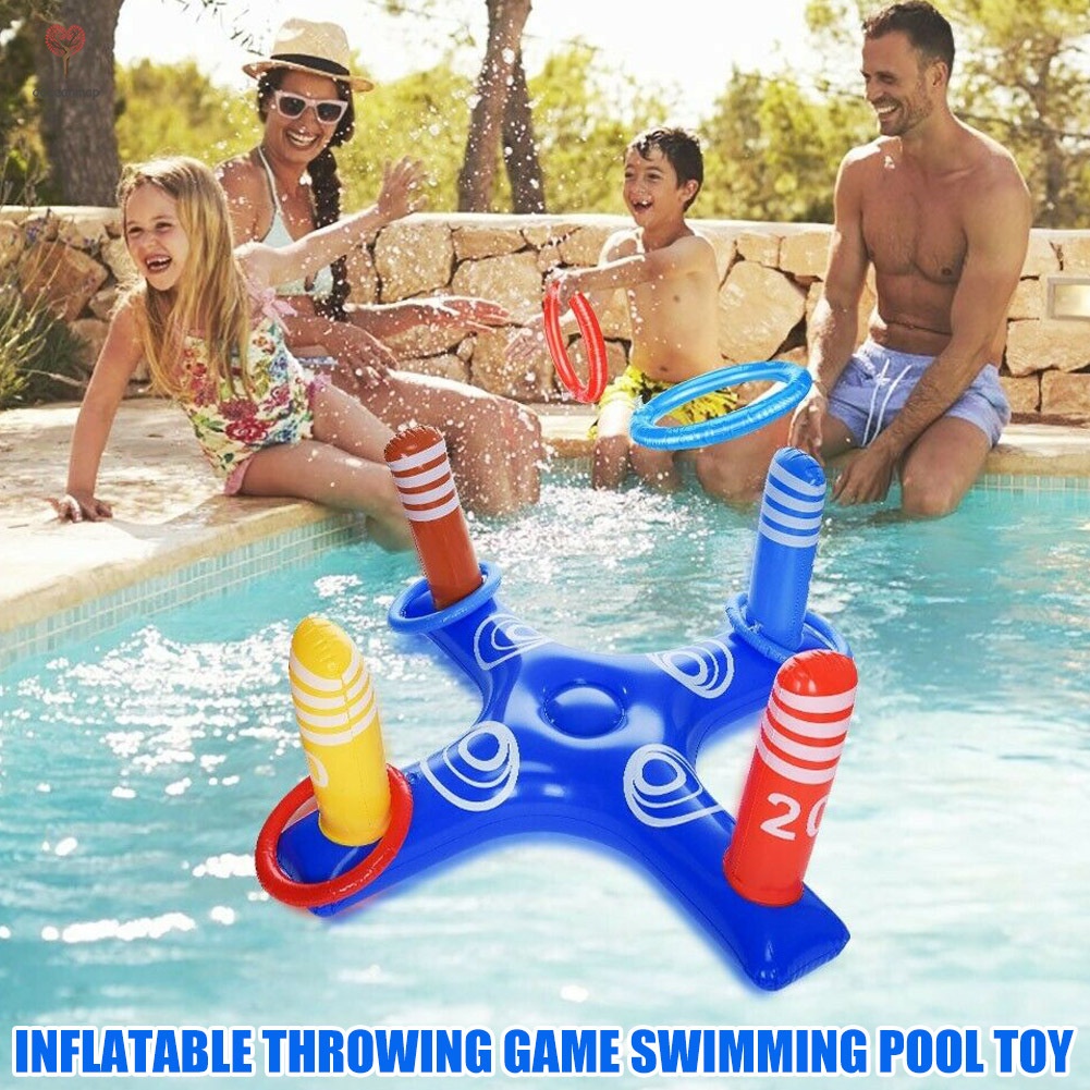 ภาพหน้าปกสินค้าInflatable Ring Toss Pool Game Toys Floating Swimming Pool Ring Toss Toys Set จากร้าน ooceanmap.th บน Shopee