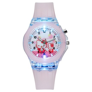 ภาพหน้าปกสินค้านาฬิกาข้อมือควอตซ์แฟชั่น สายซิลิโคน ลายการ์ตูน Hello Kitty น่ารัก มีไฟ LED สไตล์เกาหลี สําหรับนักเรียนผู้หญิง ที่เกี่ยวข้อง