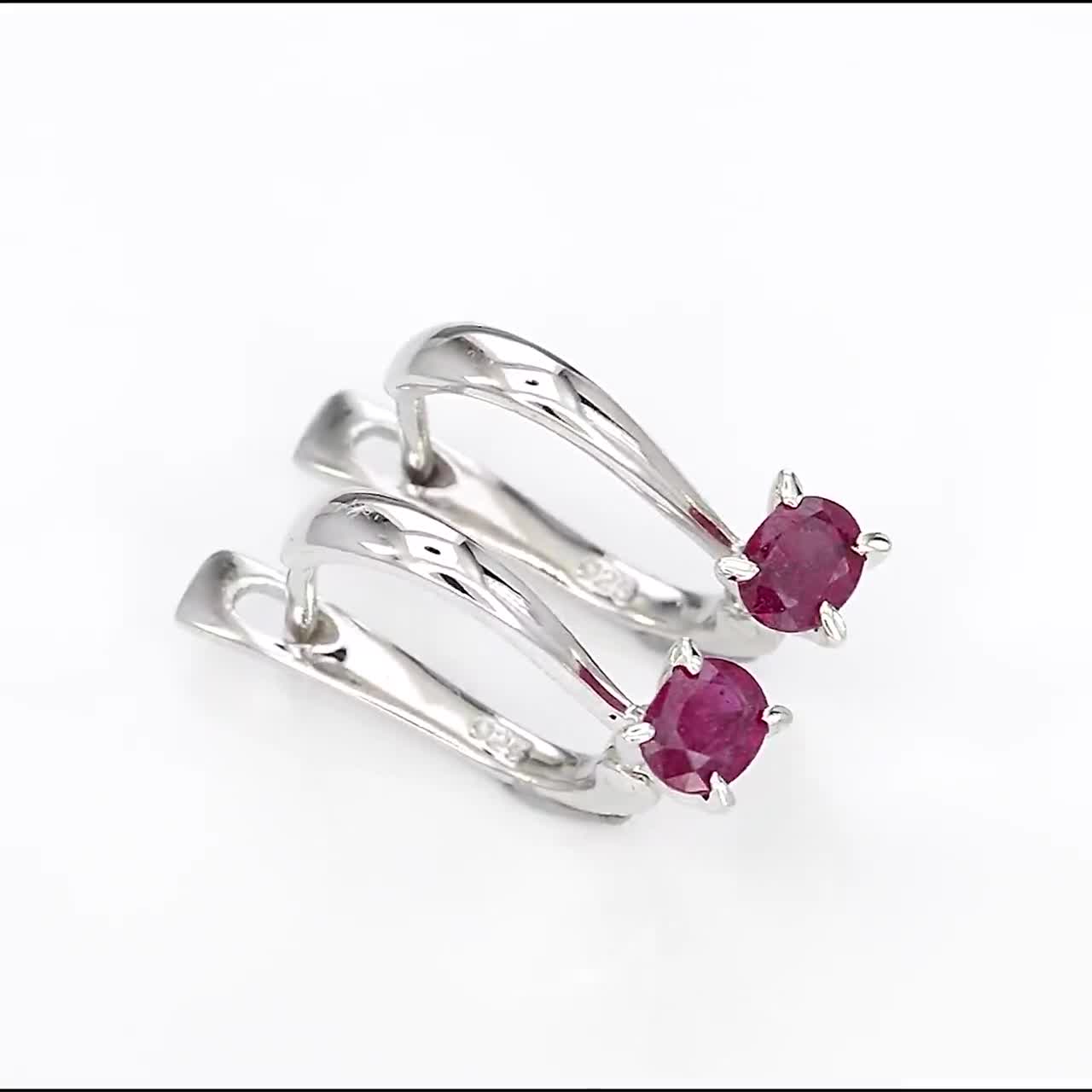 ต่างหูทับทิมแท้-เงิน-92-5-ชุบโรเดียม-earring-ruby-silver-92-5-rhodium-plating