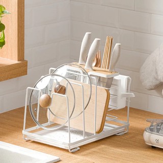 ชั้นวางฝาหม้อ แบบตั้งพื้น ชั้นวางมีดในครัว วางเเขียง Kitchenware rack พร้อมส่ง