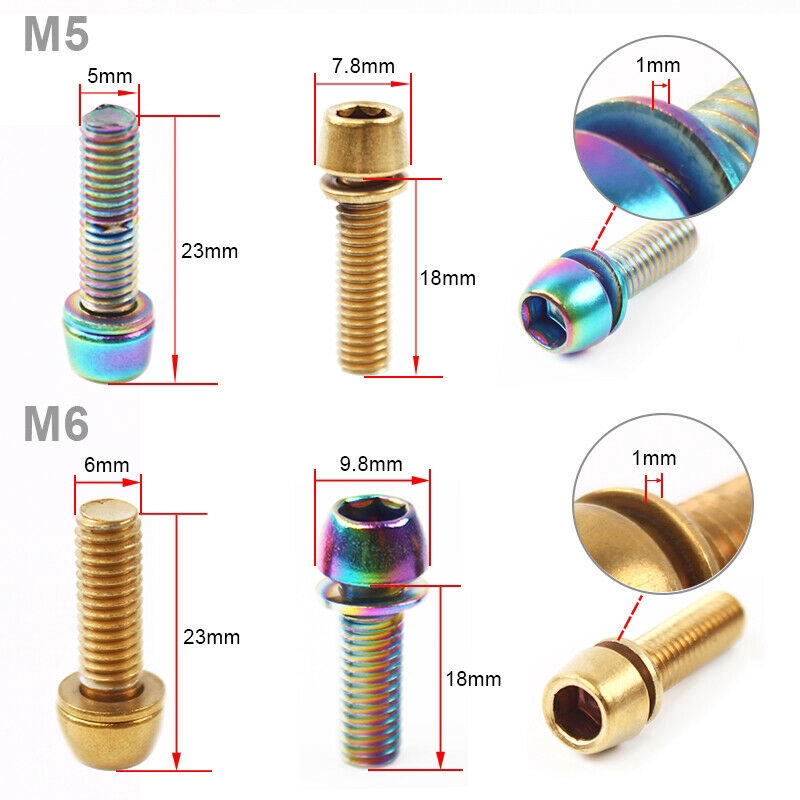 สกรูต้นกำเนิดจักรยาน-m5-m6-ที่สำหรับมือจับจักรยาน-mtb-สกรูไททาเนียมรอบอุปกรณ์จักรยาน