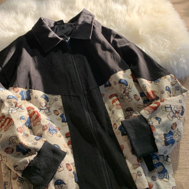 พร้อมส่ง-เสื้อแจ็คเก็ตวินเทจ-เสื้อญี่ปุ่น-ลายหมี-น่ารักๆ
