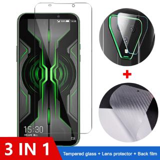 3-in-1 ฟิล์มกระจก Xiaomi Black Shark 3 2 Pro กระจกนิรภัย Redmi K20 K30 Pro Poco phone F1 x2 ป้องกันหน้าจอ ฟิล์มกระจกกันเลนส์กล้อง &amp; ฟิล์มหลัง