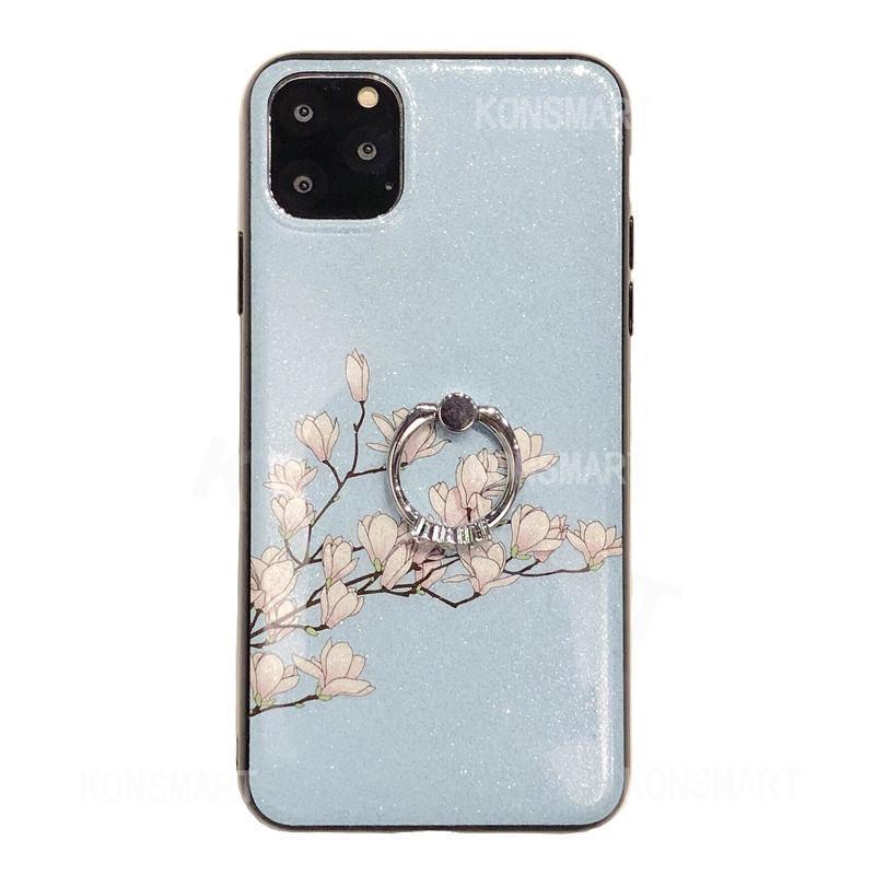 เคสโทรศัพท์-xiaomi-redmi-9a-case-bling-flowers-casing-glitter-soft-tpu-handphone-case-redmi-9a-cover-with-finger-ring-holder