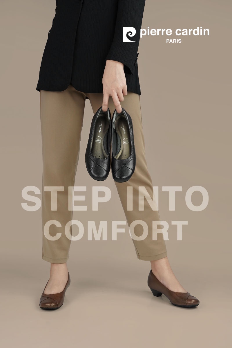 เกี่ยวกับสินค้า Pierre Cardin รองเท้าผู้หญิง รองเท้าส้นแบน รองเท้าคัทชู นุ่มสบาย ผลิตจากหนังแท้ สีบรอนซ์ทอง รุ่น 25SD375