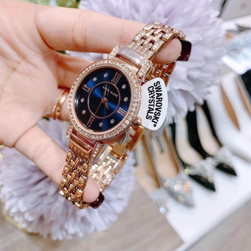 นาฬิกา-anne-klien-swarovski-crystals-blue-dial-ladies-watch-ak-2928nvrg-หน้าปัดกลม-สีน้ำเงิน-31-mm-สีโรสโกลด์