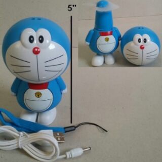 พัดลมพก มีสายคล้องข้อมือ พร้อมสาย USB สำหรับชาร์ตไฟ ลาย โดเรม่อน (Doraemon) ขนาดสูง 5 นิ้ว