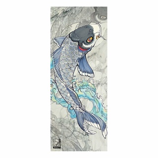 ผ้าแคนวาส พิมพ์ลาย ปลาคาร์ฟ ไม่มีกรอบ ขนาด 33.5 x 87.5 ซม / Koi Tenugui  Canvas No frame size 33.5 x 87.5 cm