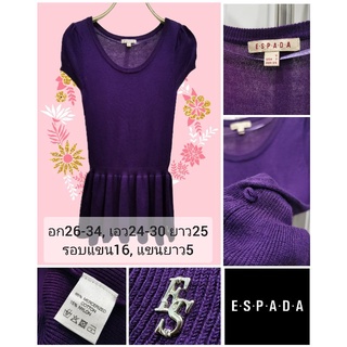 🌷เสื้อ​ Knit​ Top​ แบรนด์​ 💯 ESPADA​ สีม่วงเปลือกมังคุด​ (size S)​