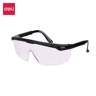 Deli แว่นตานิรภัย แว่นตาเซฟตี้ แว่นเซฟตี้ แว่นตา ป้องกัน UV99.9% แท้ สีใส กันสะเก็ด Protective Goggles