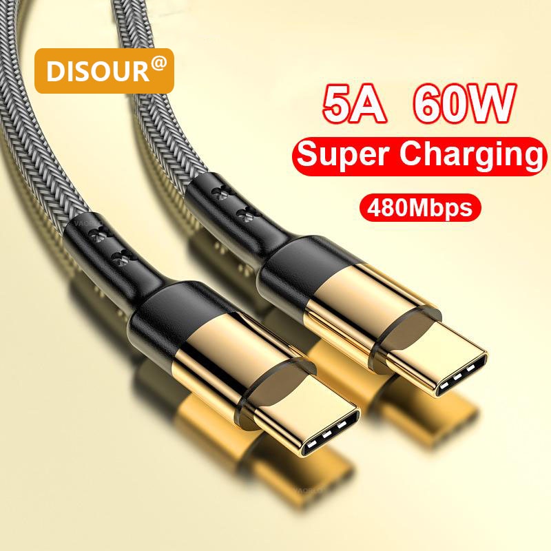 disour-สายชาร์จ-usb-c-เป็น-usb-type-c-60w-สําหรับ-samsung-s20-5a-c-c-macbook-ipad-pro-4-0