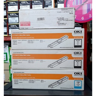 Original OKI C110 ตลับหมึกโทนเนอร์แท้ C130n , MC160n สีดำ ฟ้า