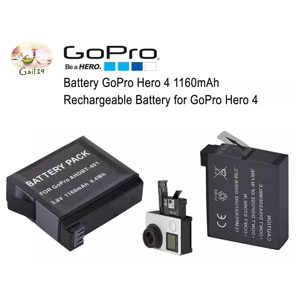 3,80V Compatibile Con GOPRO Hero4 Hero 4 Actioncam Batteria AHDBT-401 - Foto 8