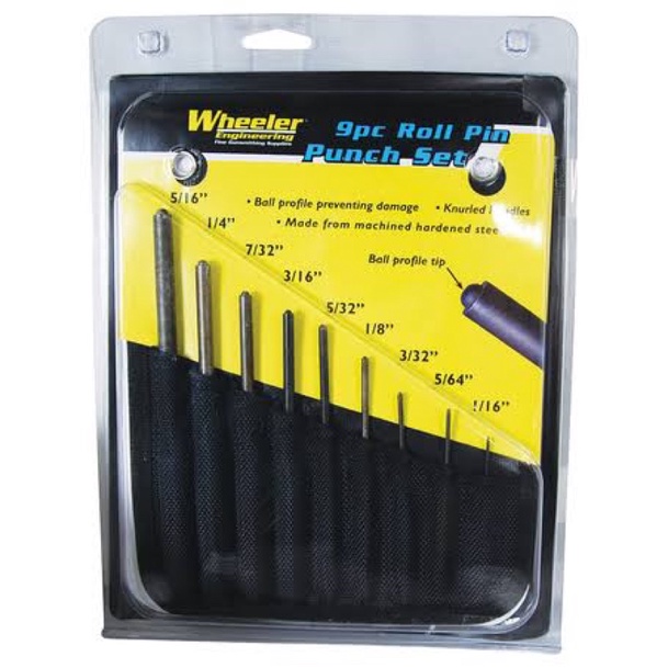 Wheeler Engineering 9 Piece Roll Pin Punch Set with Storage Pouch