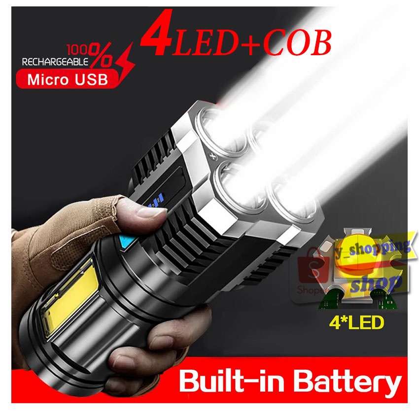 L-S03 ไฟฉายแรงสูง Flashlight USB Rechargeable OSL+ COB Work Light 4โหมด - ไฟฉาย แรงสูง ยี่ห้อไหนดี