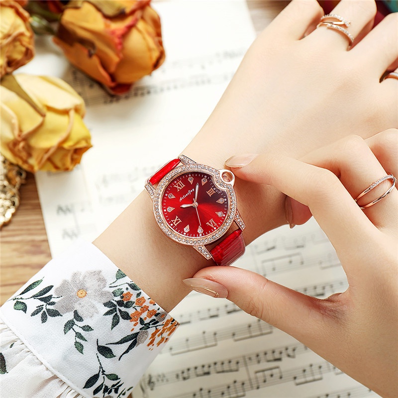 ภาพสินค้านาฬิกาข้อมือควอตซ์ สายหนัง ประดับเพชรเทียม ลําลอง แฟชั่นสําหรับผู้หญิง จากร้าน vansvar.th บน Shopee ภาพที่ 6