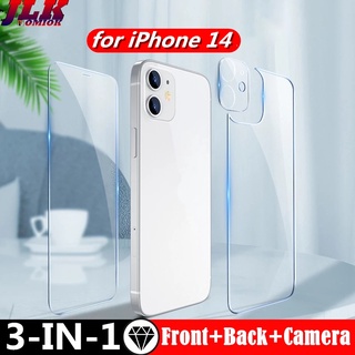 3-in-1 Front+Back+Camera Lens Diamond Transparent Tempered Glass Film for iPhone 15 Plus 14 Pro Max Iphone13 i13 i14 Screen Protector Full Protective Cover