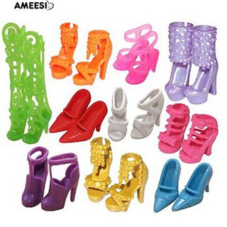 Ameesi รองเท้าตุ๊กตาบาร์บี้ ขนาดเล็ก 10 คู่