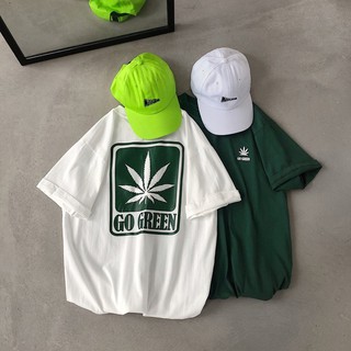 เสื้อยืด ลาย Go green color green&white