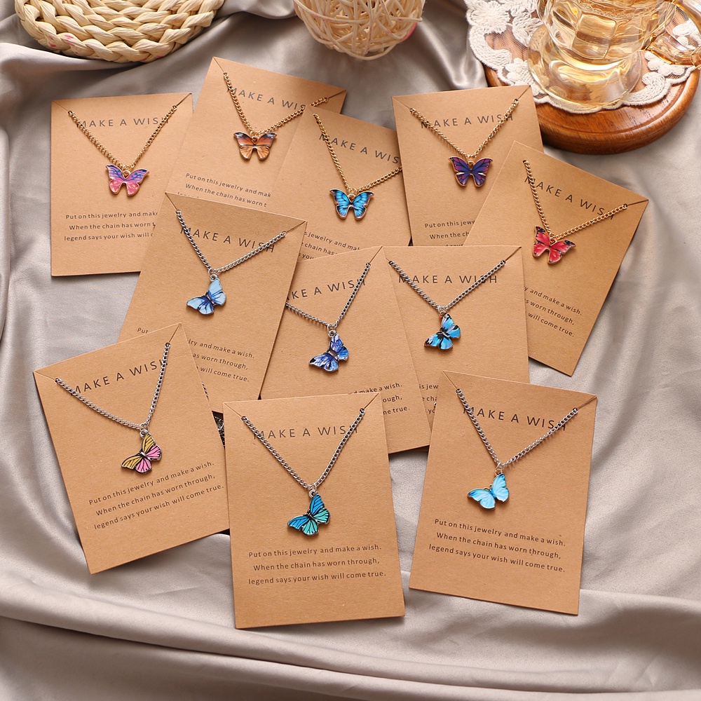 ภาพหน้าปกสินค้าDripping glaze butterfly pendant necklace pendant clavicle chain for women จากร้าน kinfolk.th บน Shopee