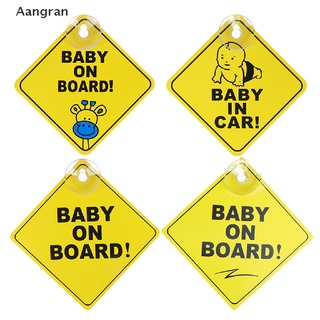 Aangran Baby On Board ป้ายเตือนสีเหลืองสะท้อนแสง 12 ซม. สําหรับติดหน้าต่างรถยนต์