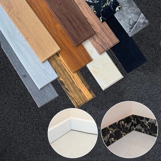 3D Self Adhesive Wood Grain Waist Line Anti-Collision Edge Strip/ Creative Waterproof Removable Wall Skirting Stickers/ for Living Room Kitchen Bathroom Bedroom TV Background Wall Decorations