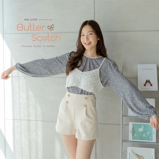 ◙☊ButterScotch - Setเสื้อชีฟองดอกไม้+สายเดี่ยวโครเชร์ Free Size มีให้เลือก 3สี