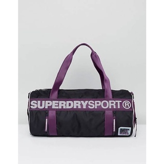 แท้ 💯% Used Like New Superdry Sport Gym Barrel Bag Purple/Black กระเป๋าเดินทาง ยิมส์ ขนาดกะทัดรัด