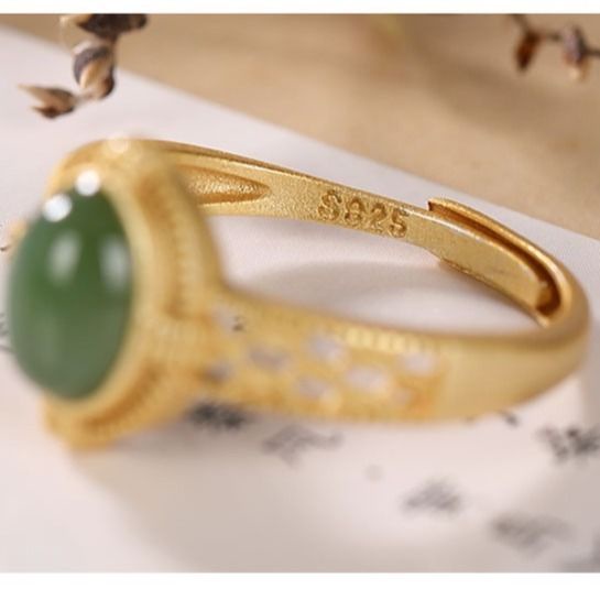 ภาพสินค้าPANAOBEN แหวน ใหม่เงิน 925 แหวน Original Natural Jasper Oval Ring Light หรูหรา Hollowing Process Golden Noble สไตล์จีน Retro ผู้หญิงยี่ห้อ Jewelrymen แหวนแฟชั่นเกาหลีอุปกรณ์เสริมแหวนคู่ Vintage เงินสเตอร์ลิง 925 แหวนเงินสำหรับผู้หญิง Charm จากร้าน panaoben.th บน Shopee ภาพที่ 4