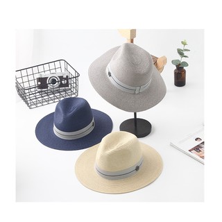 สินค้า หมวกสานผู้หญิง หมวกปีกกว้าง หมวกเที่ยวทะเล หมวกสานแฟชั่น พร้อมกระดุมภาษาอังกฤษm รุ่นA029 มี 6 สีให้เลือก
