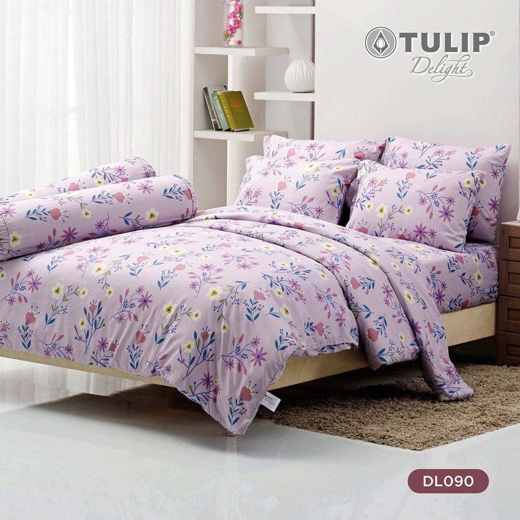 ภาพหน้าปกสินค้าTULIP ชุดเครื่องนอน ผ้าปูที่นอน ผ้าห่มนวม รุ่นTULIP Delight พิมพ์ลาย DL090 ลายดอกไม้โทนสีม่วงละมุนในสไตล์ที่เป็นคุณ