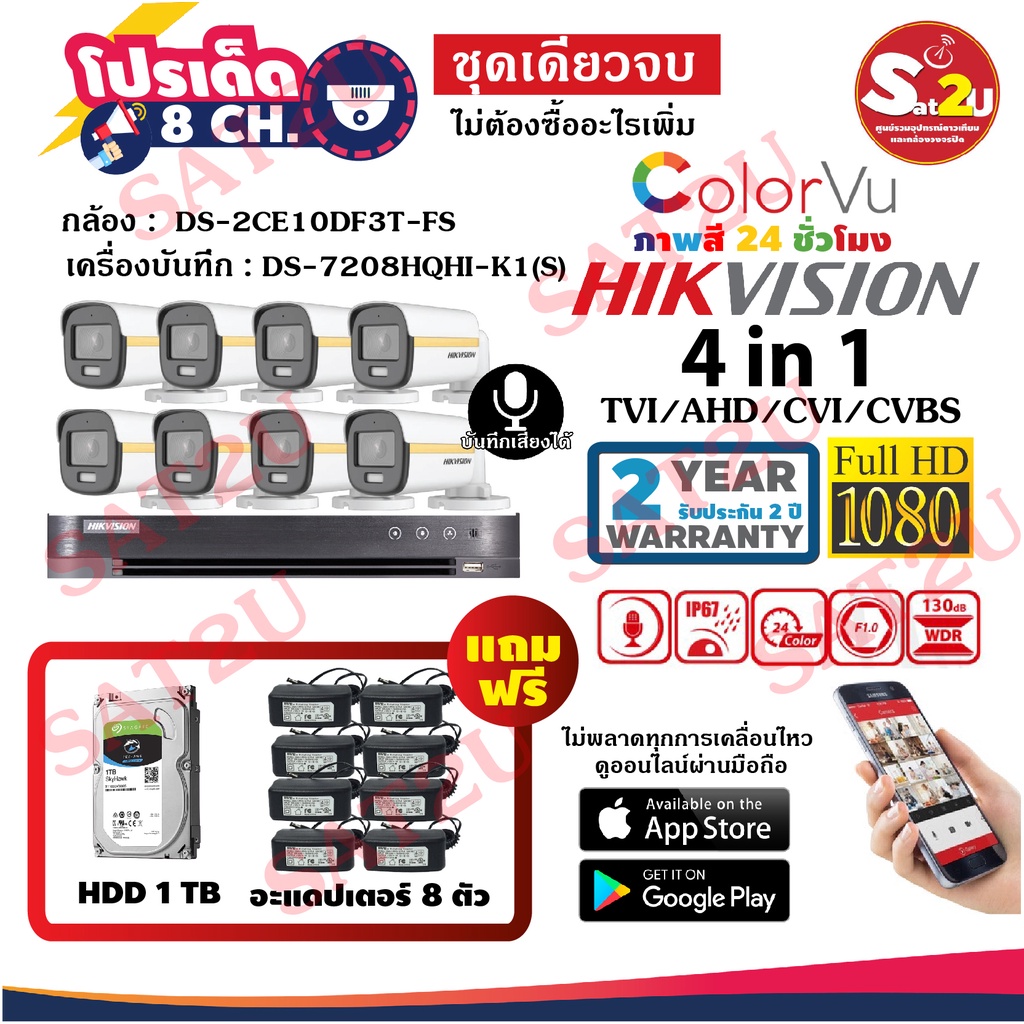 ชุดกล้องวงจรปิด-ดูผ่านมือถือ-8ch-hikvision-ภาพสี-24-ชั่วโมง-บันทึกเสียงได้-จัดส่งไว-พร้อม-hdd-1-tb