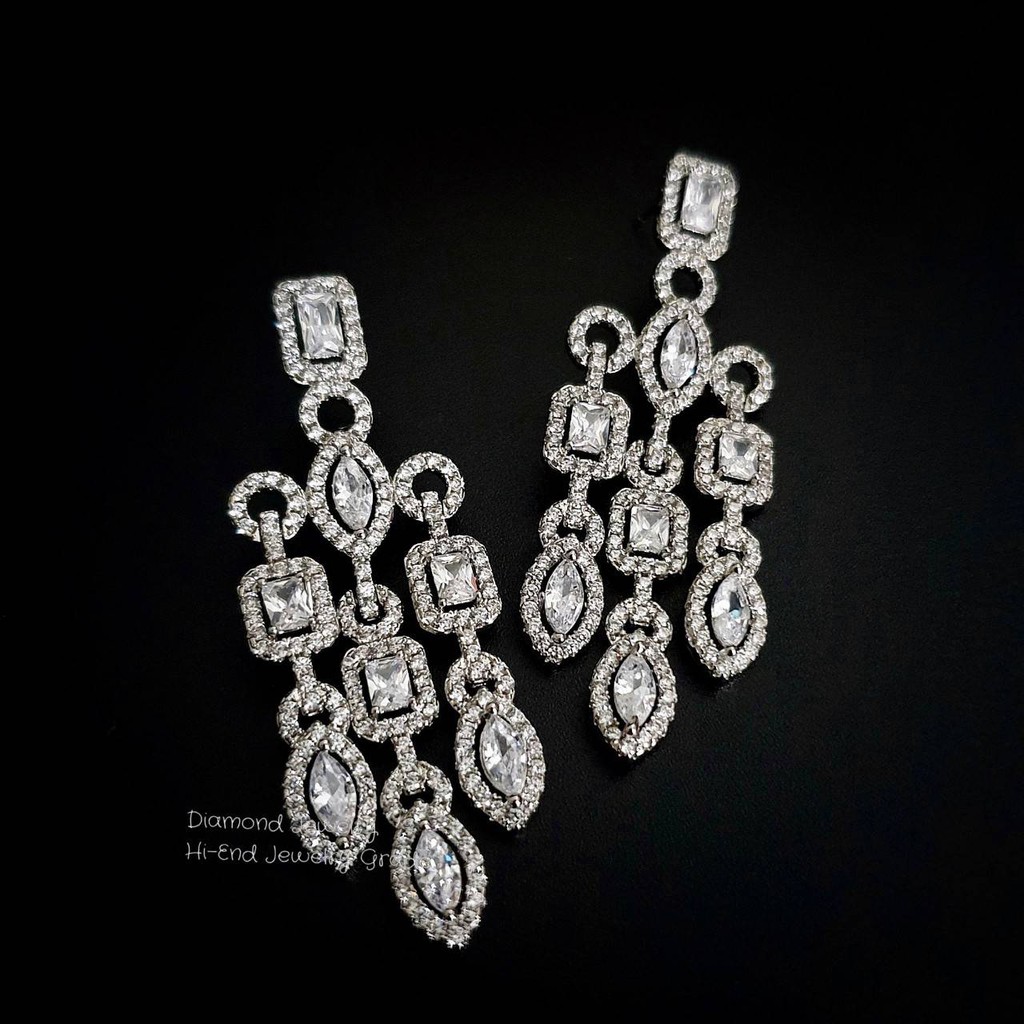 diamond-earring-ต่างหูเพชร-ต่างหูออกงาน-ตกแต่งด้วยเพชร-cz-แท้-งานสวยน่ารัก-ดีไซส์เก๋มากๆค่ะ-เพชรวิ้งที่สุดมีคลาสมากๆค่ะ