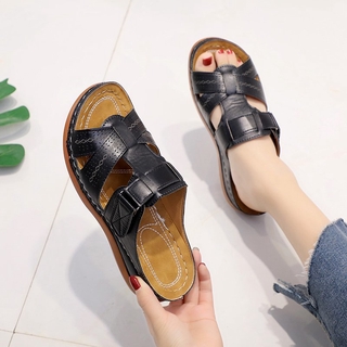 ภาพขนาดย่อของภาพหน้าปกสินค้าAtikota รองเท้าแตะสตรีหนัง Pu กันลื่นเปิดหน้าเท้า จากร้าน atikotafashion.th บน Shopee ภาพที่ 2