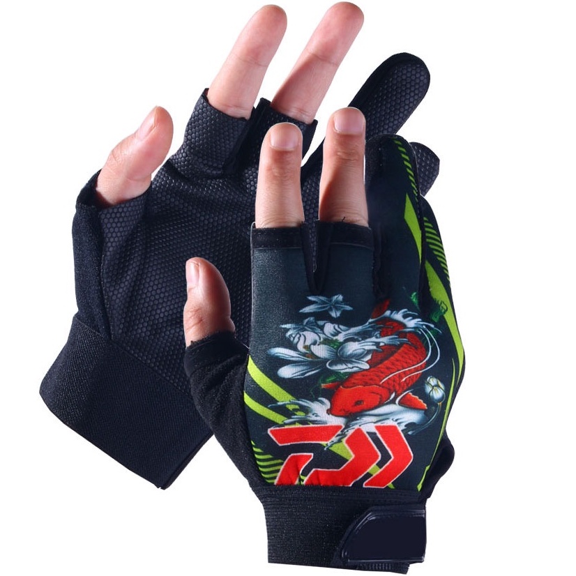 Hengjia Outdoor Fishing Glove Anti-Slip 3 Fingers Cut Fishing Gloves ...