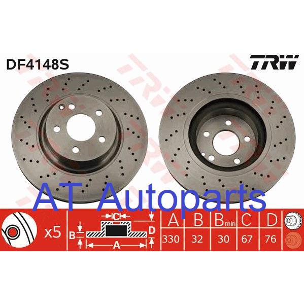 จานเบรค-จาน-หน้า-benz-w220-s320cdi-s500-ตาเหยี่ยว-2000-2005-df4148s-ราคาต่อใบ