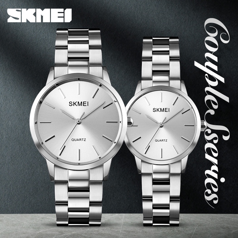 skmei-นาฬิกาข้อมือควอตซ์แฟชั่น-สายแสตนเลส-กันน้ํา-หรูหรา-สําหรับผู้ชายและผู้หญิง