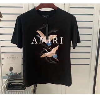 Amiri เสื้อยืดแขนสั้น ผ้าฝ้าย พิมพ์ลาย ทรงหลวม แฟชั่นฤดูร้อน สําหรับคู่รัก