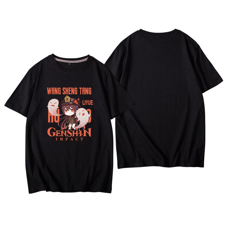 cotton-tshirts-๑-yuanshen-รอบอะนิเมะเสื้อยืด-paimeng-keli-ผู้ชายและผู้หญิงสองมิติฤดูร้อนคอกลมแขนสั้นเสื้อผ้า-cos-เทร